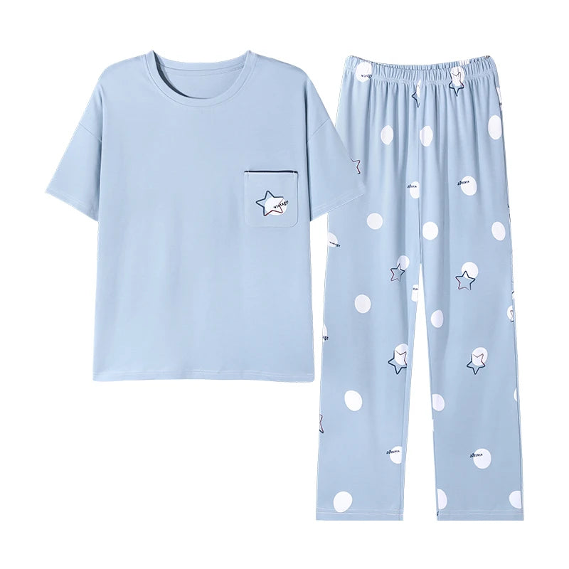 Newest 100% Cotton Women Pajamas Set Summer Short-sleeve Sleepwear Women's Simple Loose Home Wear Large Size 3XL