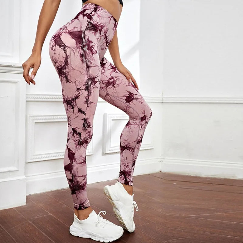 Women's Tie Dye Nine Tenths Leggings High Waist Yoga Pants Soft Stretchy Workout Running Pants Breathable Comfortable