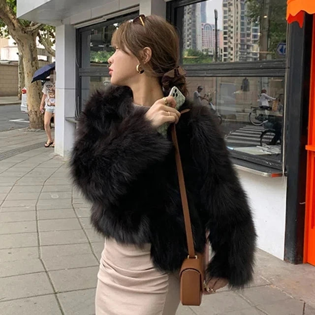 Faux Fur Coat Womens Clothing 2026 New Fashion Casual Imitation Fox Fur Coat Female  Short Loose Comfortable Winter Jacket