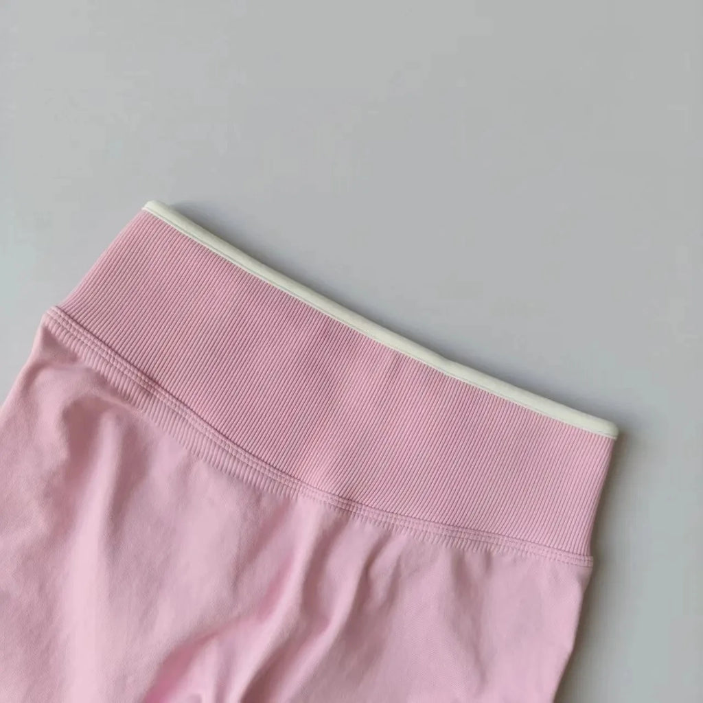 Women's Seamless Gym Solid Color Sports Pants White Edge Waist Tight High Waist Hip Lifting Yoga Pants Running Exercise Pants