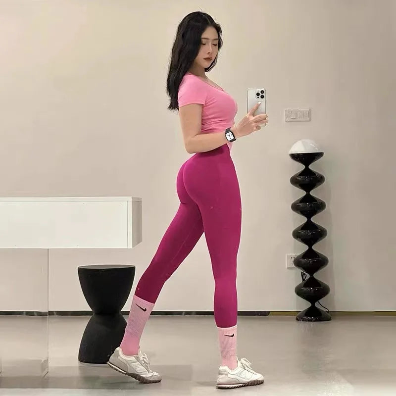 Women's Yoga Leggings High Waist Fitness Pants Peach Hip Tight Pants Training Stretch Running Yoga Pants Gym Leggings