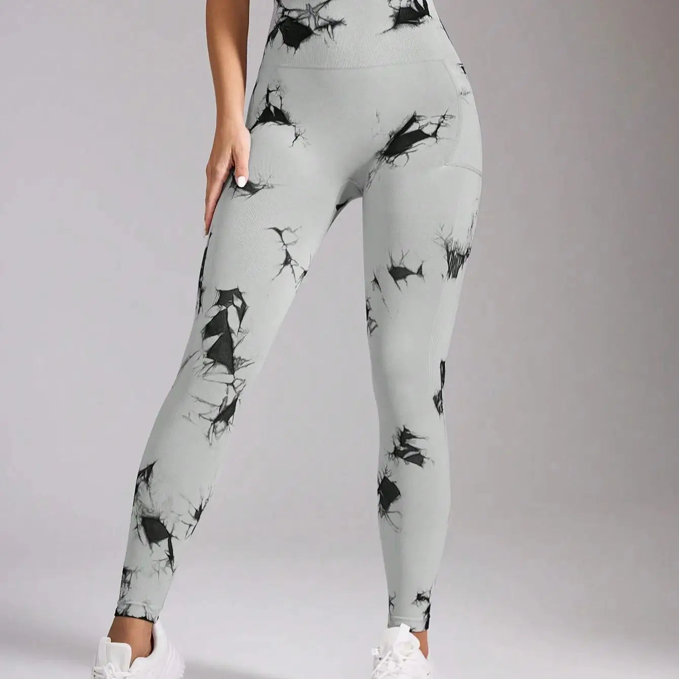Tie Dye Seamless High Waisted Workout Leggings for Women Scrunch Butt Lifting Yoga Gym Athletic Pants With Pockets