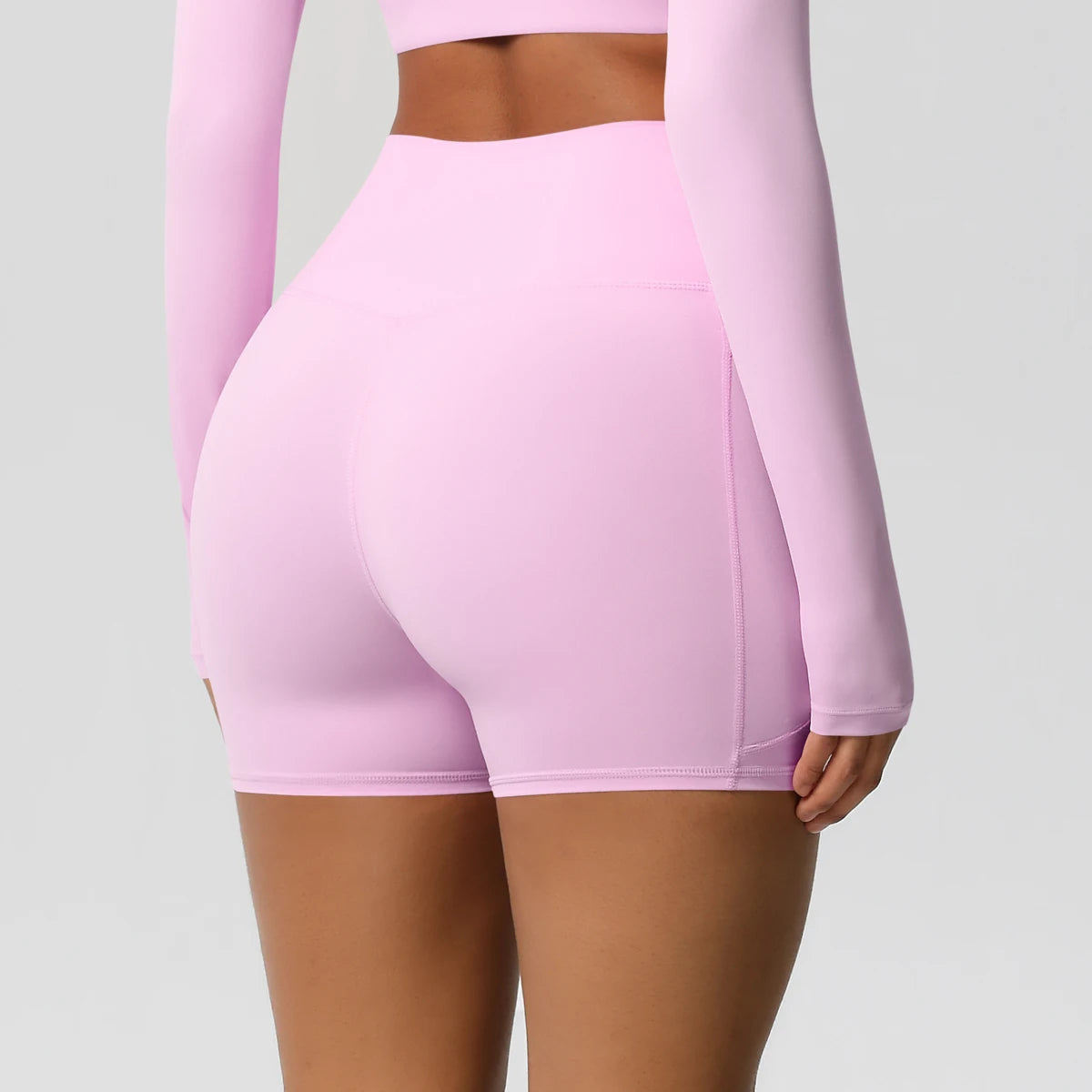 Solid Color Yoga Pants With Pockets Quick Drying High Waisted Gym Push Up Yoga Shorts for Woman Breathable Workout Fitness Short