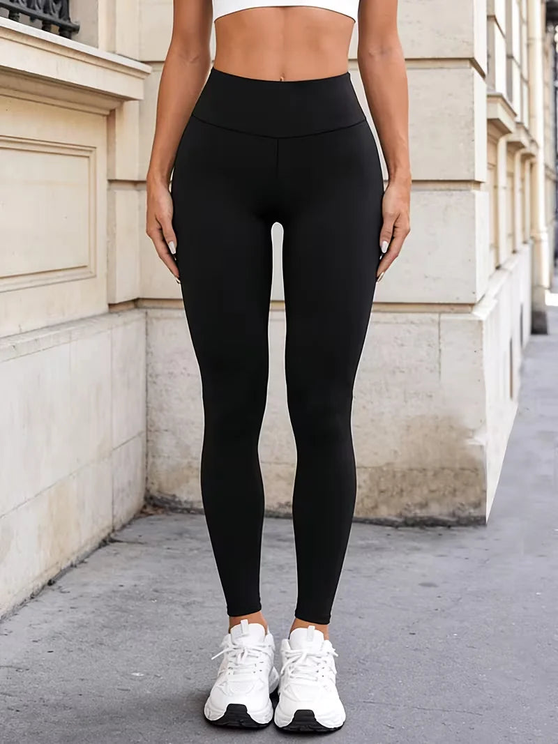 Women's High-Waisted Butt-Lifting Elastic Soft Sports Fitness Pants, Reusable Solid Color Breathable Yoga Casual Pants