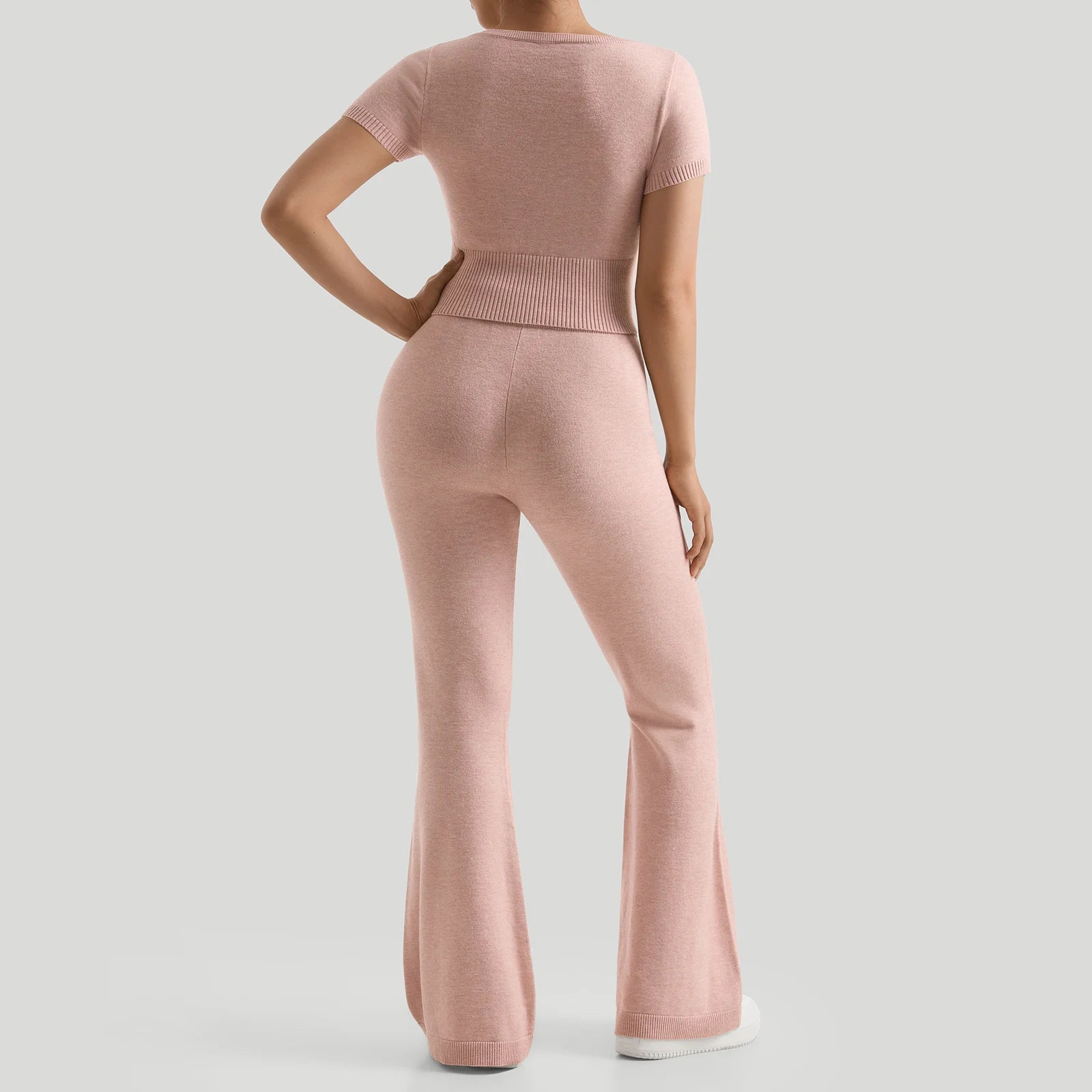 Women Ribbed Casual Long Pants Suits High-Waisted Hip-Lifting Exercise Suit Shockproof Top Fitness Clothes Yoga Suits Female
