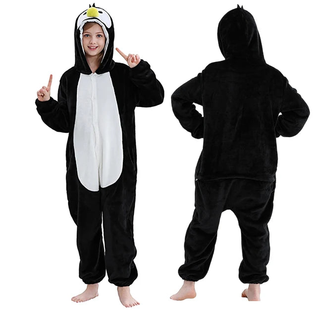 MICHLEY carnival Flannel Pajamas Child Sleepwear Jumpsuit Onesies Animal Cartoon Clothes Winter Halloween For Boys Girls Family