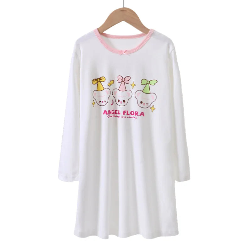 Cotton Toddler Girls Princess Night Dress Long Sleeve Children's Nightgowns Teens Nightdress New Spring Kids Pyjamas Sleepwear