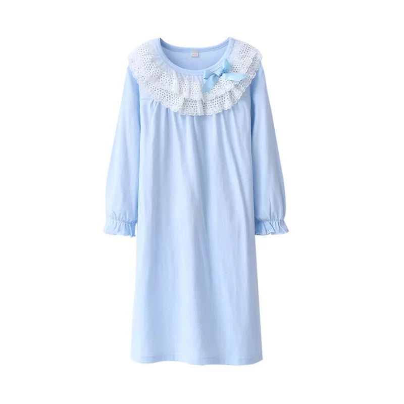 Cotton Toddler Girls Princess Night Dress Long Sleeve Children's Nightgowns Teens Nightdress New Spring Kids Pyjamas Sleepwear