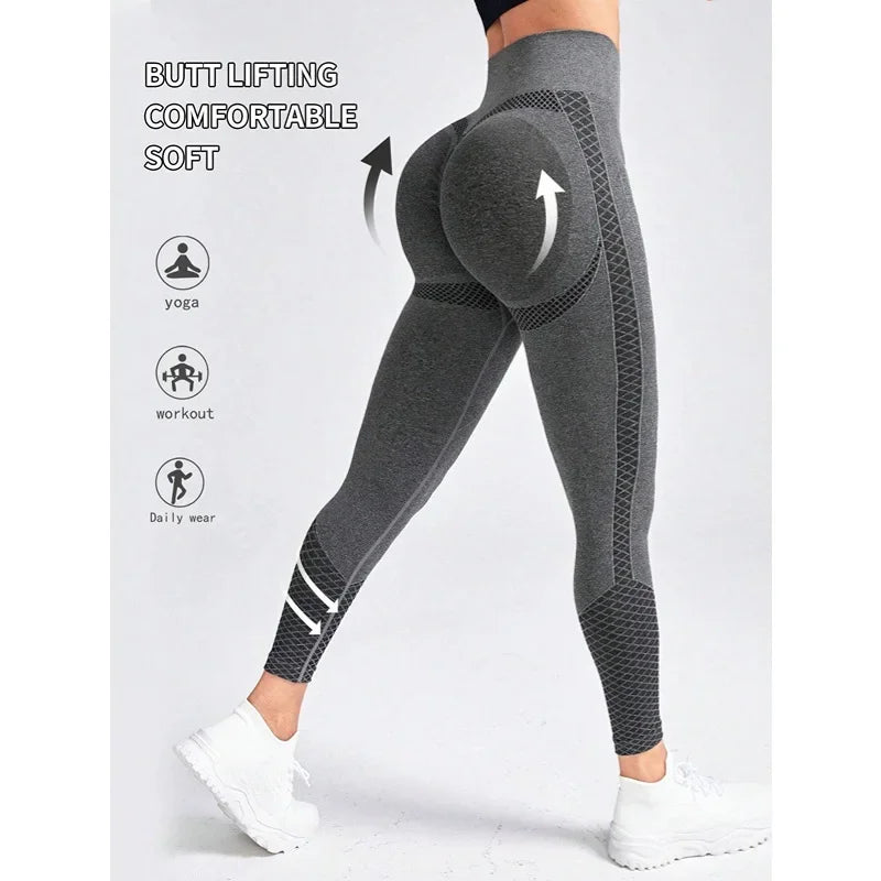 Seamless Splicing Leggings Women Fitness Leggings High Waist Elastic Hip Liftting Gym Workout Running Slim Fashion Yoga Tights
