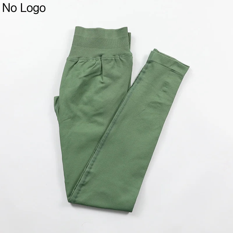 No Logo Sexy V-Back Leggings Seamless Yoga Pants Scrunch Butt Lifting Gym Leggings Low Ribbed Waistband Fitness Sports Tights