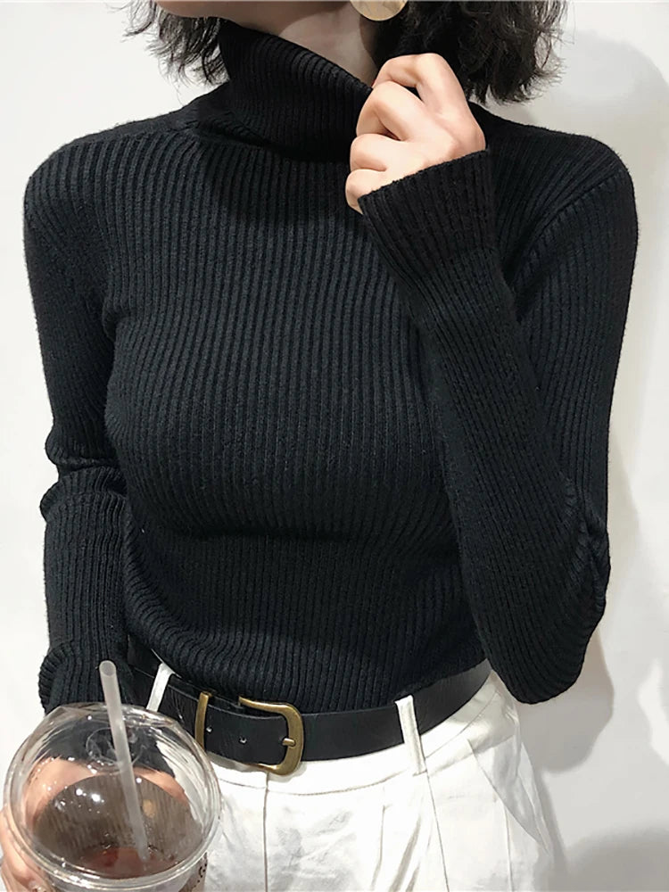 Womens Autumn Winter Tops 2026 Turtleneck Sweater Korean Slim Women Pullover Jumper Knitted Sweater Pull Femme Hiver Truien