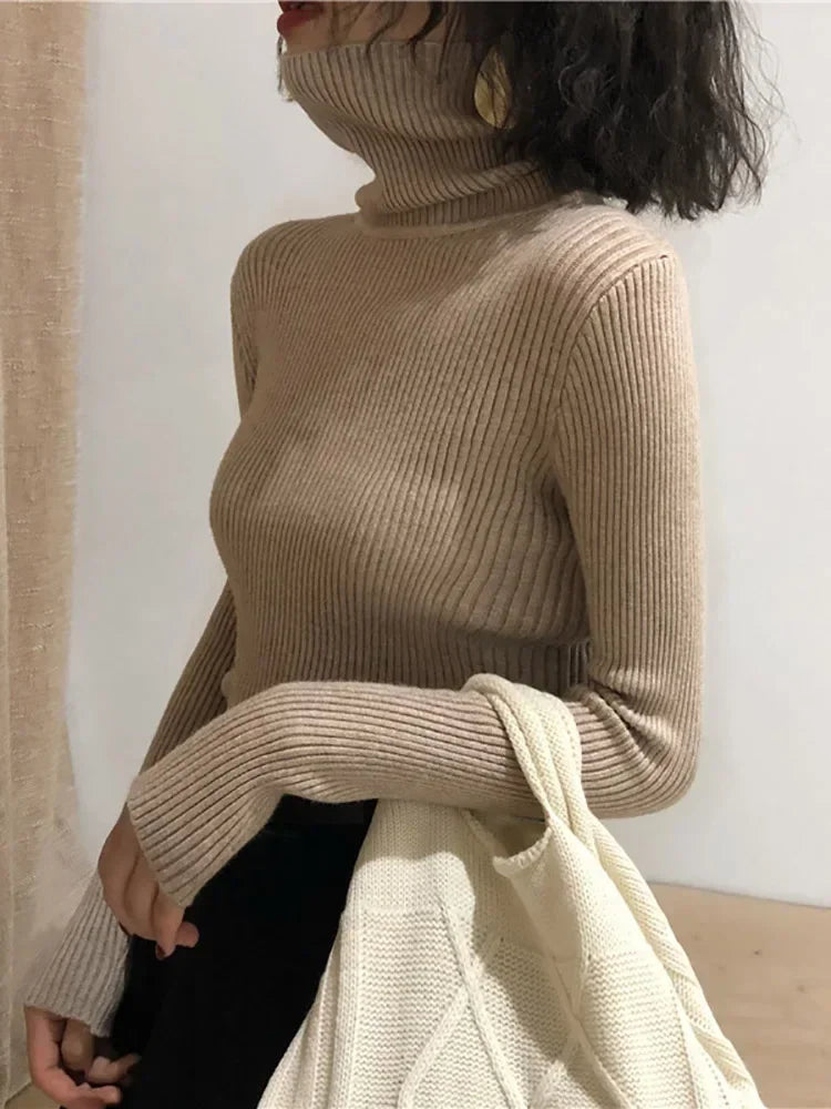 Womens Autumn Winter Tops 2026 Turtleneck Sweater Korean Slim Women Pullover Jumper Knitted Sweater Pull Femme Hiver Truien