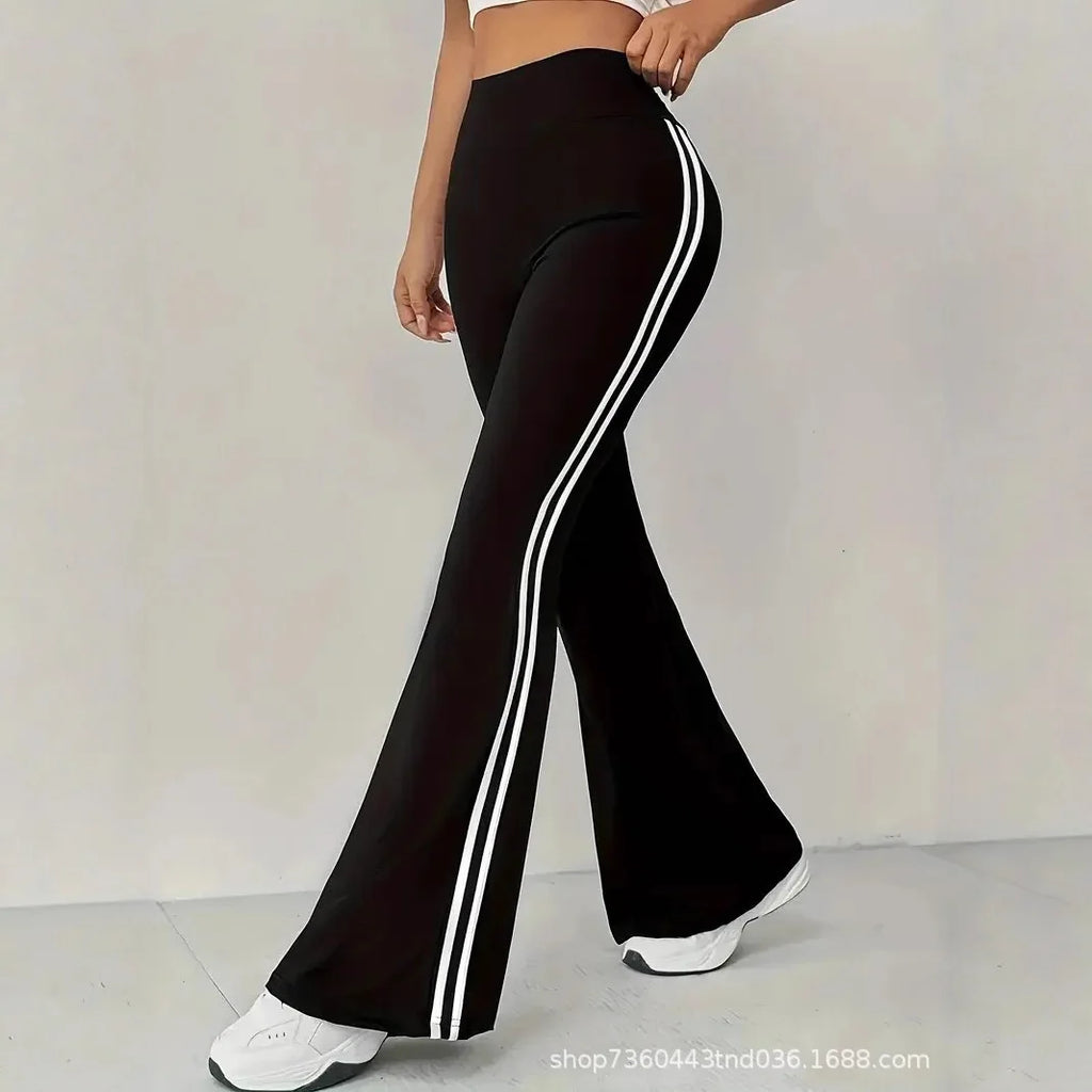 High Waist Fleece Lined Yoga Pants Women's Mini Flared Base Layer Pants Outerwear Comfortable Casual Long Pants Basic Style