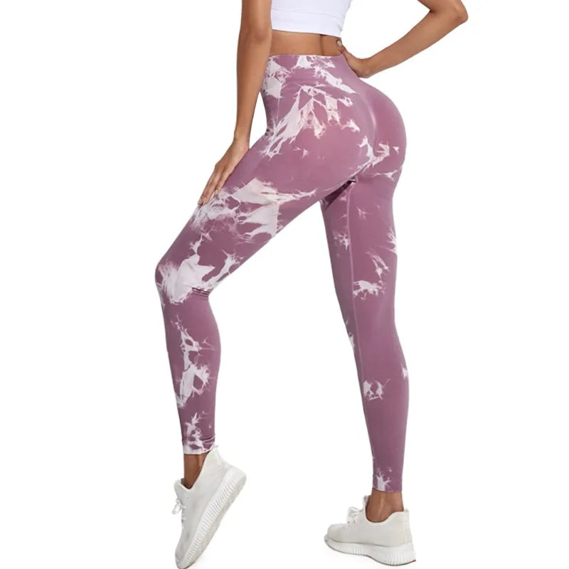 Women's Tie Dye Nine Tenths Leggings High Waist Yoga Pants Soft Stretchy Workout Running Pants Breathable Comfortable