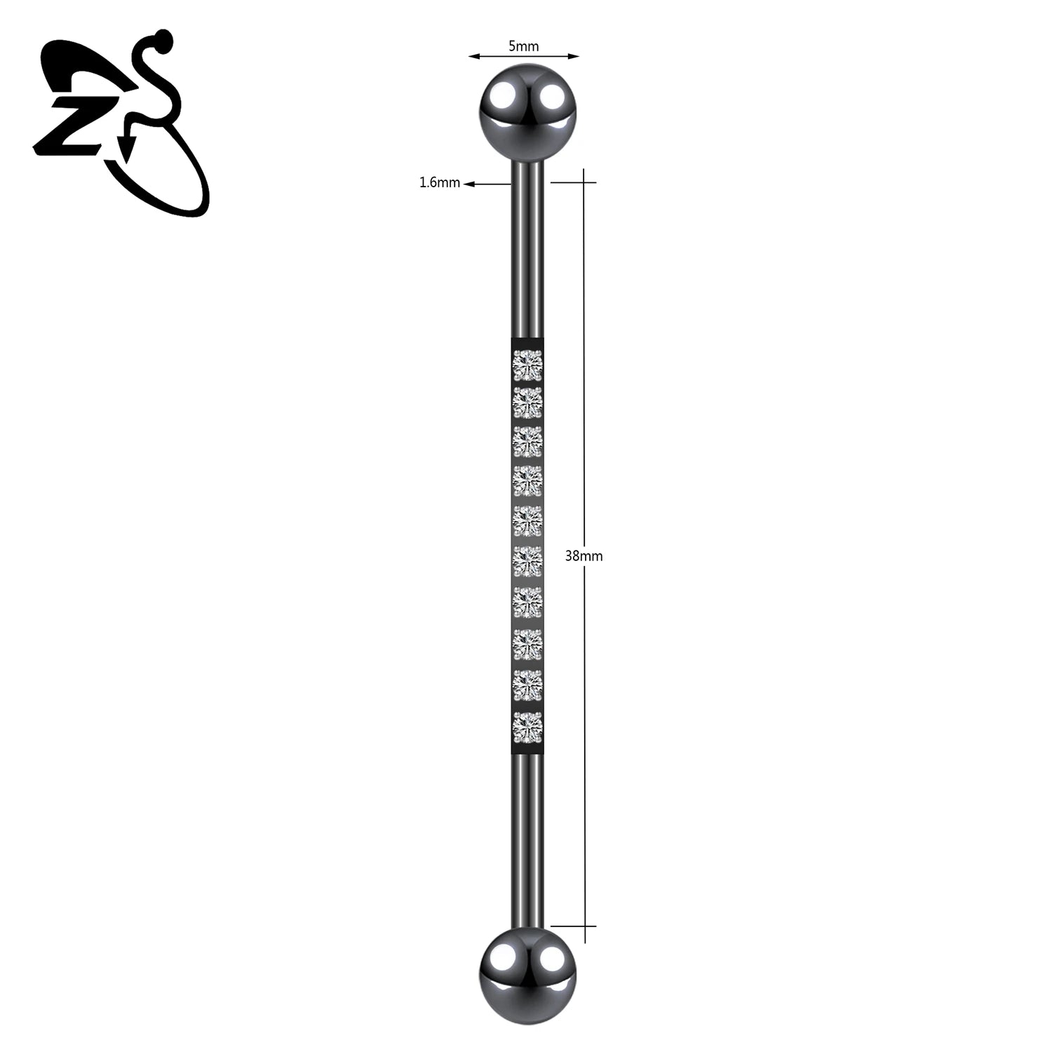 ZS 1 Piece 14/16G Stainless Steel Long Industrial Barbell Ring 22-52MM Butterfly Cat Cartilage Helix Earring Piercings Jewelry