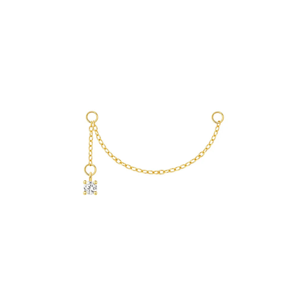 ROXI 925 Sterling Silver DIY 1 Piece Tassel Chain zircon Charms accessory for Women Circle/Piercing Earrings Perforated Jewelry