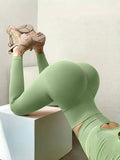 Women's High Waisted Solid Yoga Pants Butt Lifting Tummy Control 4-Way Stretch Workout Fitness Running Leggings Breathable wear