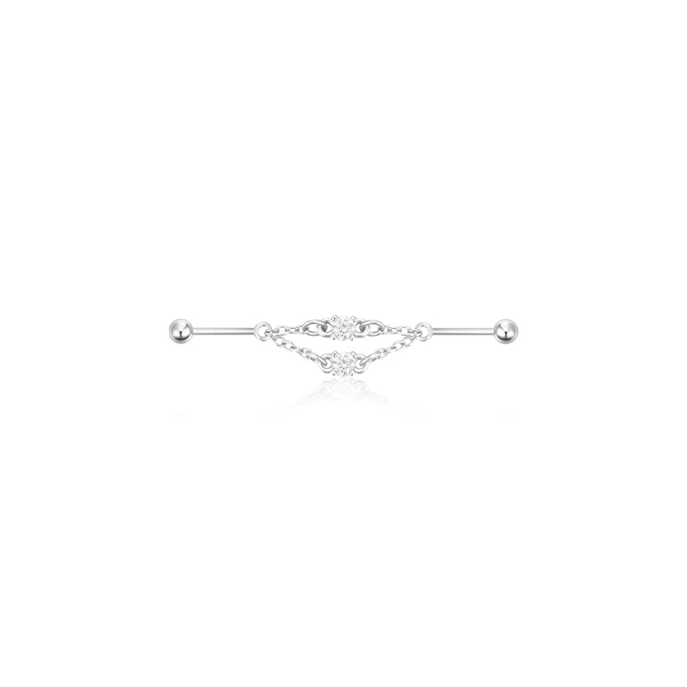 CANNER 925 Sterling Silver Devil's Eye Five Petals Zircon Chain Barbell Piercing Women Ins Butterfly Octagonal Star Earring