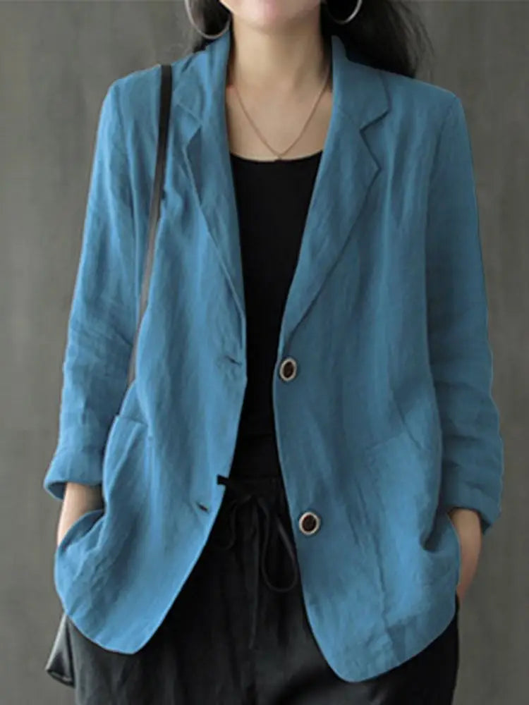 Elegant Solid Blazer Women Autumn Overcoats ZANZEA 2023 Casual Long Sleeve Single Button Coats Female Lapel Outwears Oversized