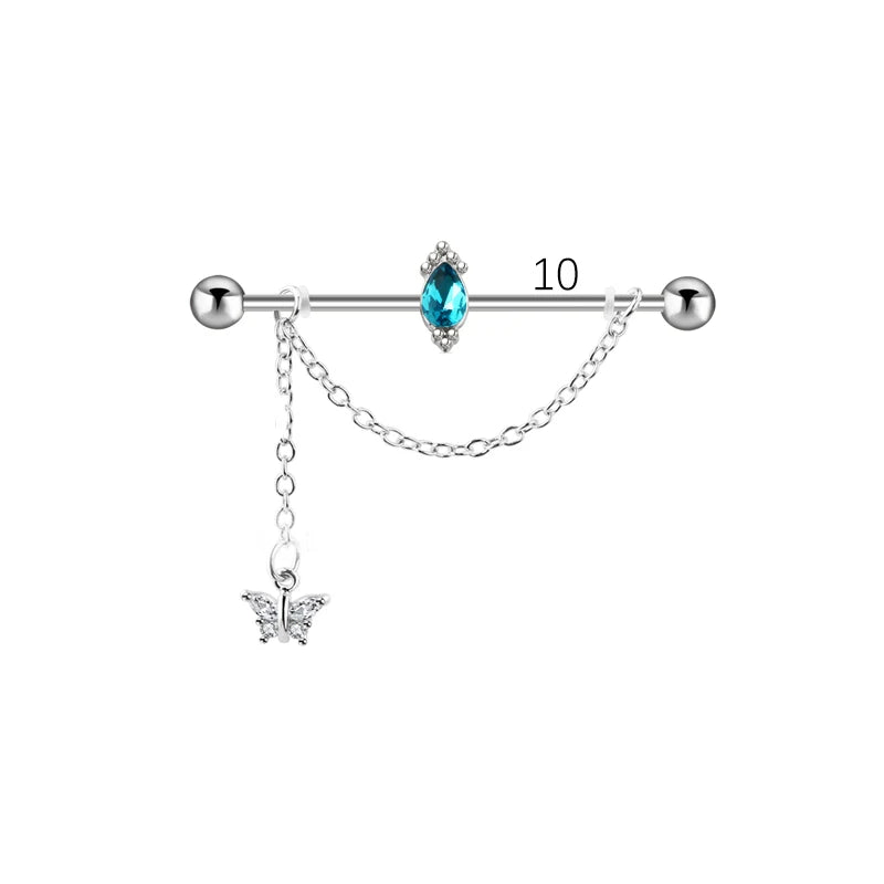 1PCS Stainless Steel dangling Industrial Piercing Barbell 14G Star Industrial Earring Tragus Cartilage Jewelry Industrial Rings