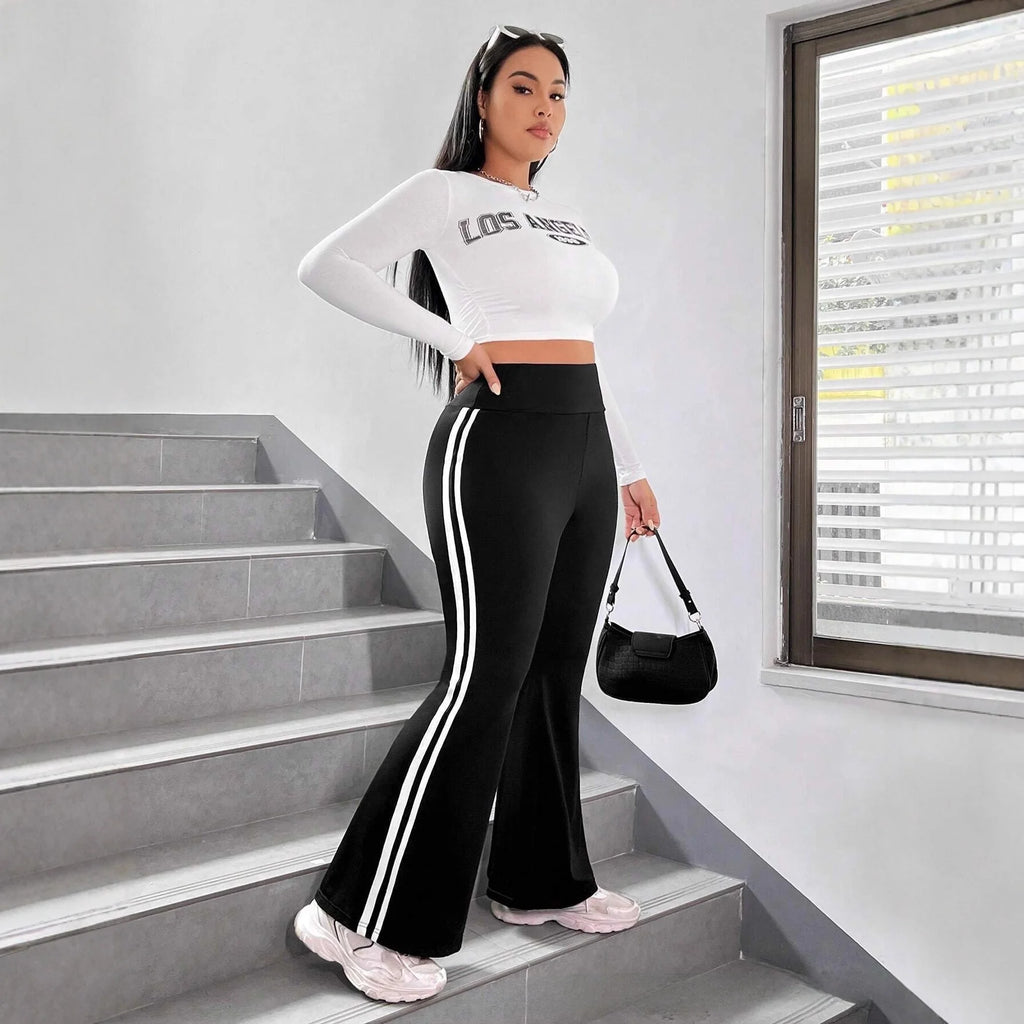 High Waist Fleece Lined Yoga Pants Women's Mini Flared Base Layer Pants Outerwear Comfortable Casual Long Pants Basic Style