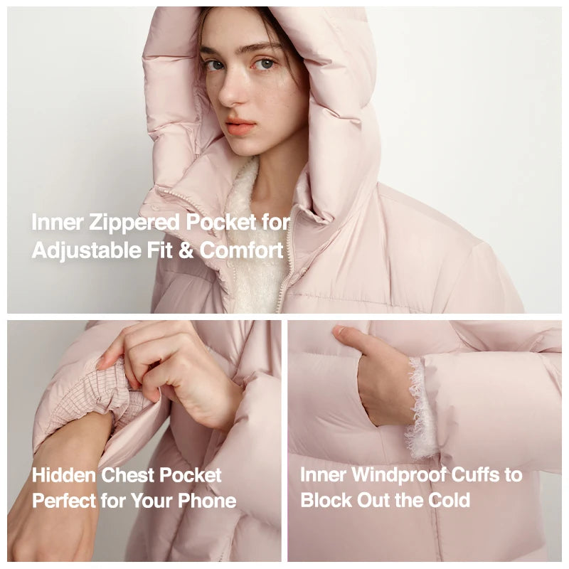 Semir Long Down Jacket Women Waterproof Hooded Coat 2025 Winter New Loose Girls' Jacket Multi-Color Thicken Windbrake Down Coat
