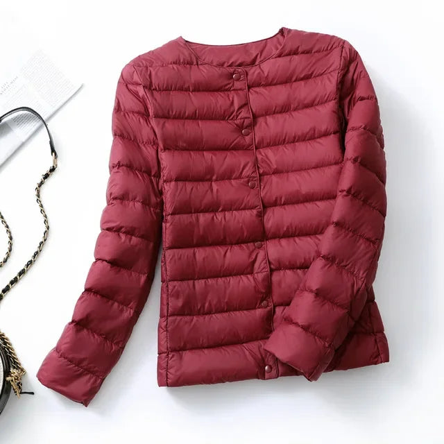 2024 New Spring Winter Women Liner Warm Down Jackets Ultralight Collarless Portable Female Padded Parkas O-Neck Puffer Overcoat