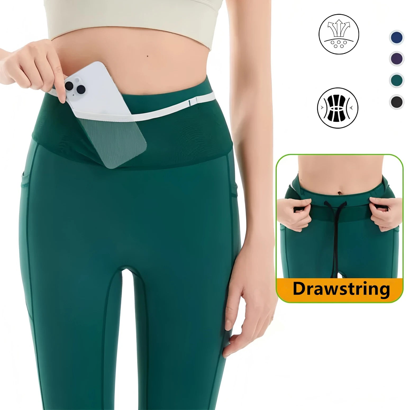 Women Winter Warmer Compression Running Pants Cycling Leggings Outdoor Sports Hiking Yoga Riding Hiking Tennis Tights Pockets