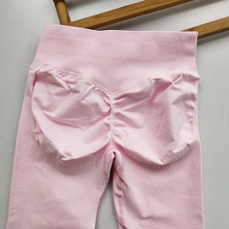 Women's Seamless Cropped Leggings - Peach Butt-Enhancing & Lifting for Yoga, Running & Fitness