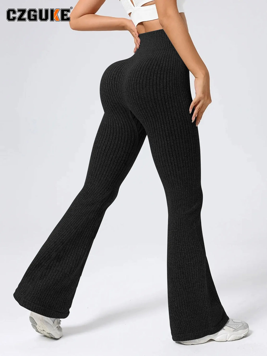 CZGUKEWomen's bell bottom pants fashionable sports yoga pants casual fitness pants high waisted autumn and winter wide leg pants