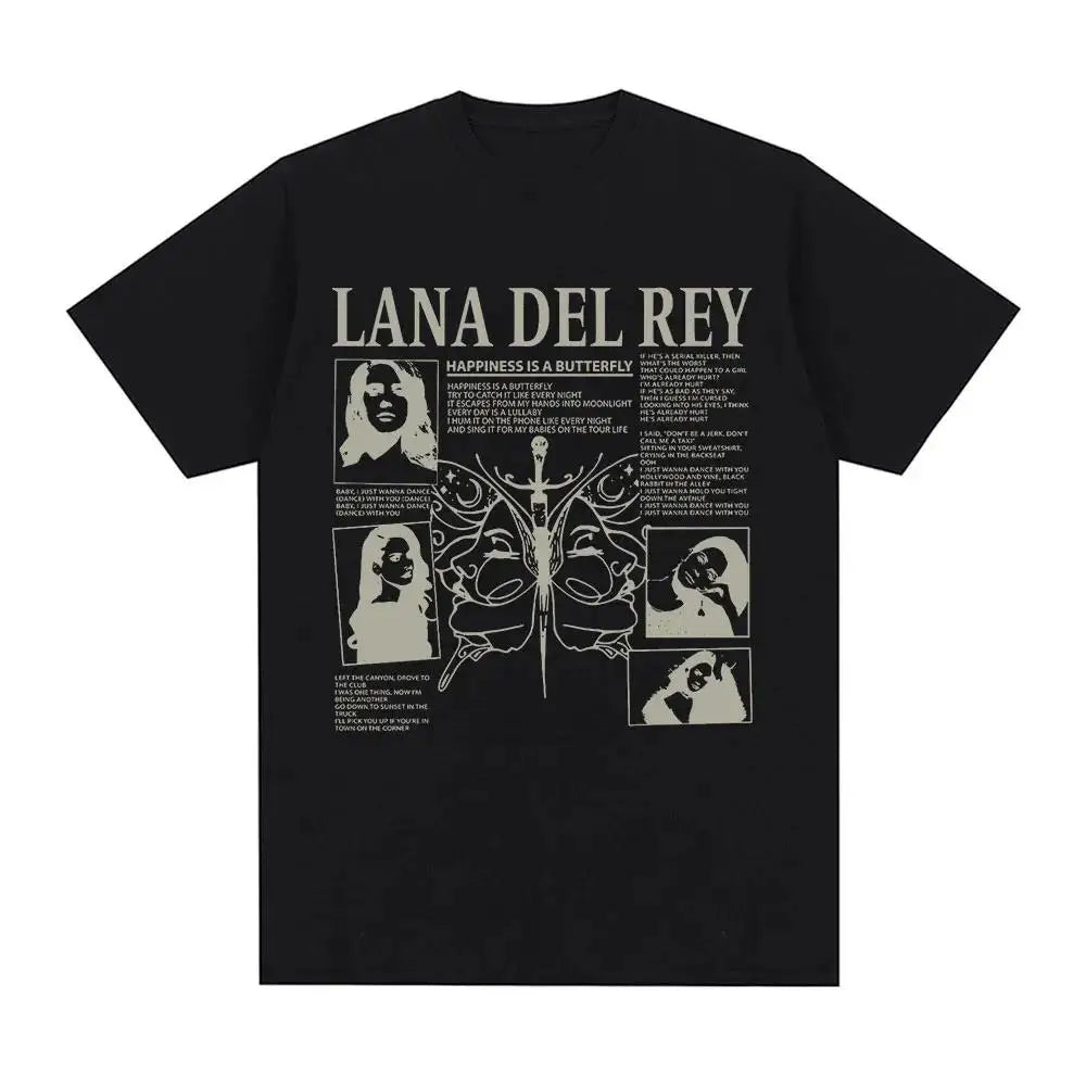 Singer Lana Del Rey Print T Shirt Men Women Fashion Hip Hop Streetwear Harajuku Short Sleeve Plus Size T Shirt Unisex