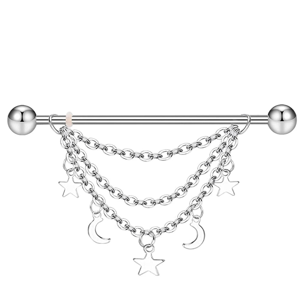 316L Surgical Steel Industrial Barbell Earrings Heart Arrow for Women Men Helix Conch Cartilage Piercing Jewelry 38mm 14g Bar