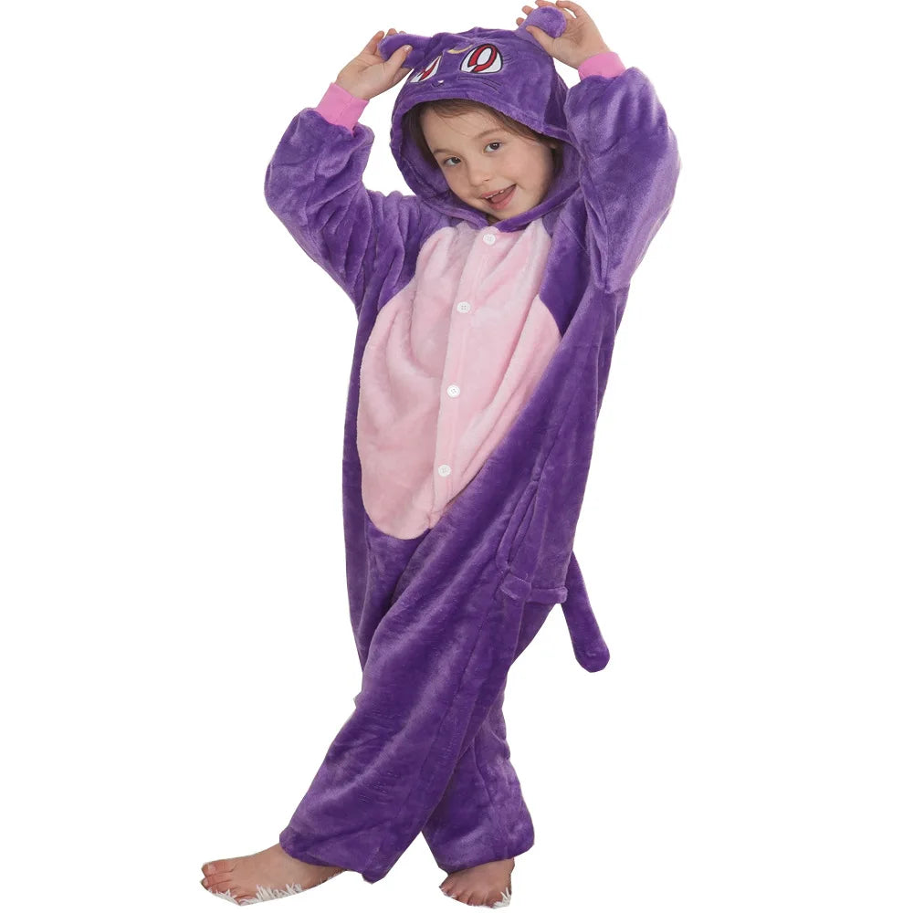 Kids Winter Plush Pajamas Children Dragon Stitch Cow Sleepwear Keep Warm Kigurumi For Boys Girls Flannel Fleece Sleeping Clothes