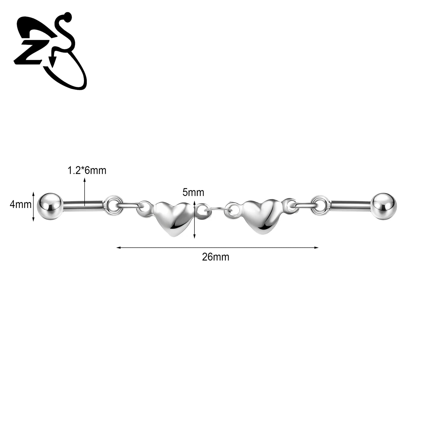 ZS 1 Piece 14/16G Stainless Steel Long Industrial Barbell Ring 22-52MM Butterfly Cat Cartilage Helix Earring Piercings Jewelry
