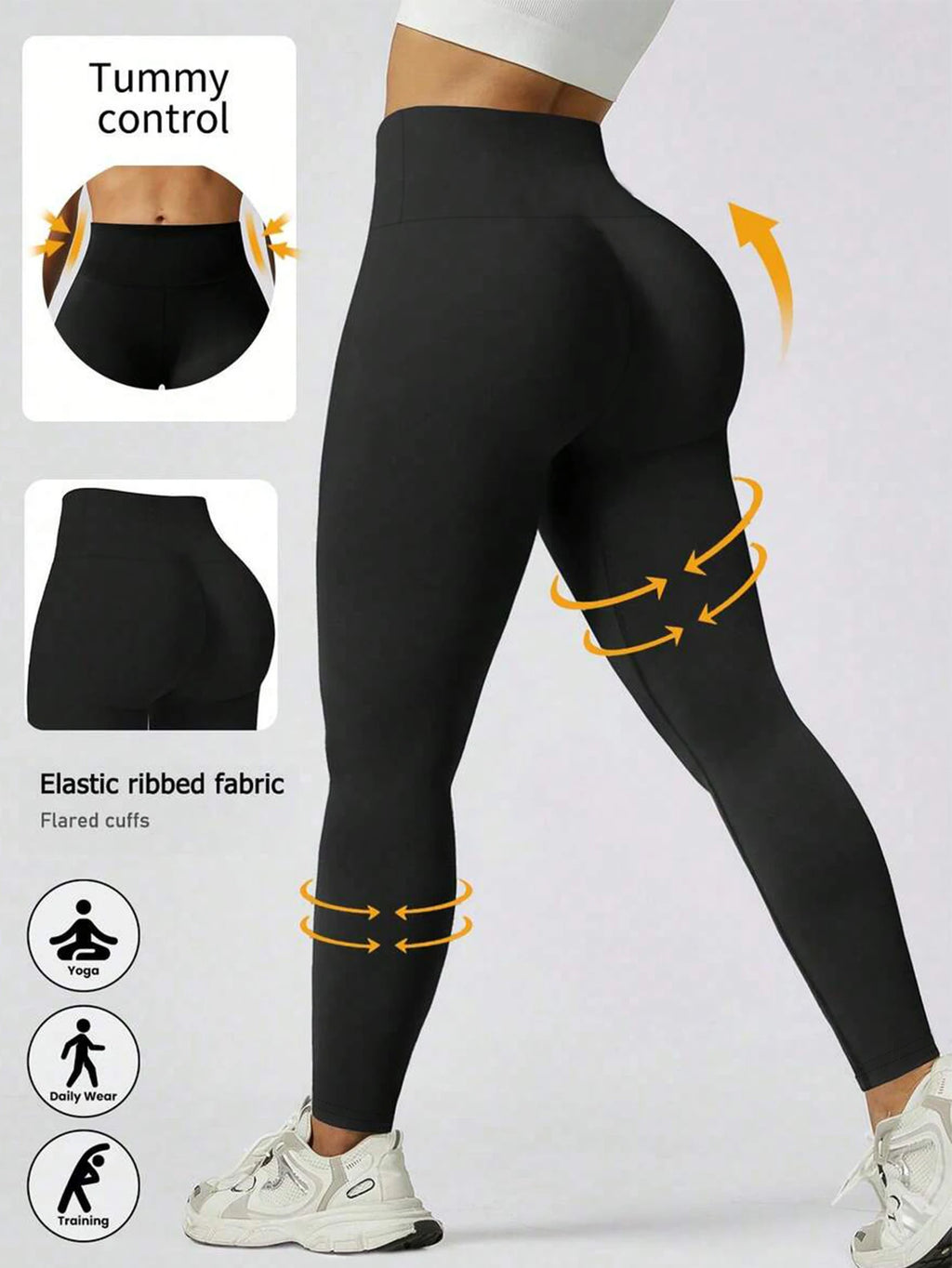 Womens Daily Athletic High Waist Skinny Leggings Tummy Control Hip Lifting Stretch Pants For Yoga Fitness Running Cycling