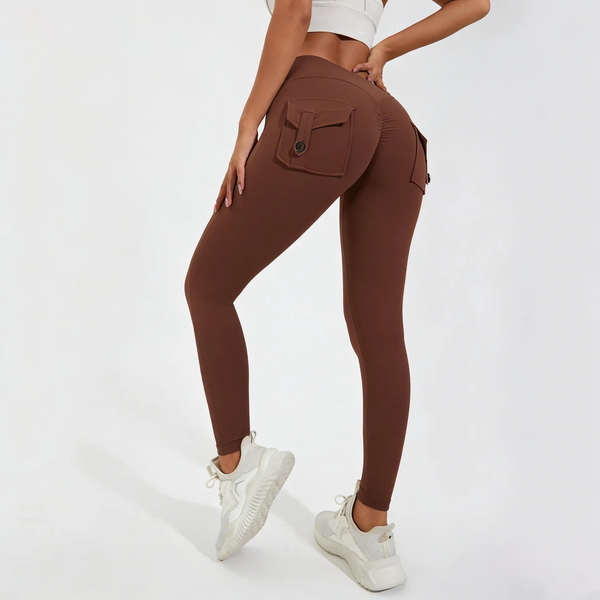 DIAS FIT JOY Nylon Yoga pants buttocks pocket tight pants women's sports fitness pants hip lifting Breathable No T Line