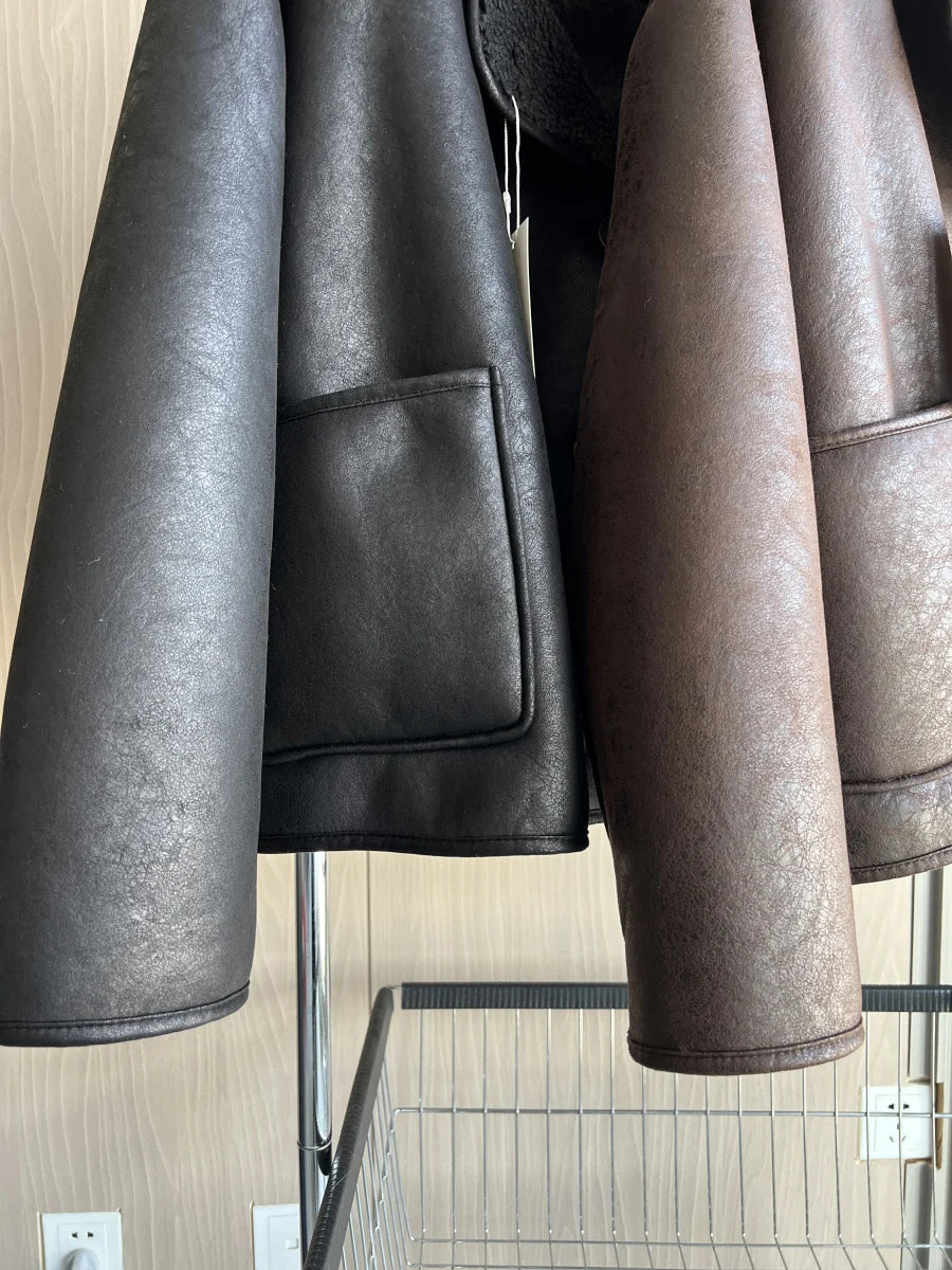 ETJ 2025 Fall/Winter New Arrival Women's ZW Series Double-Sided Collar Oversized Long-Sleeve Jacket Warm Coat 3548246