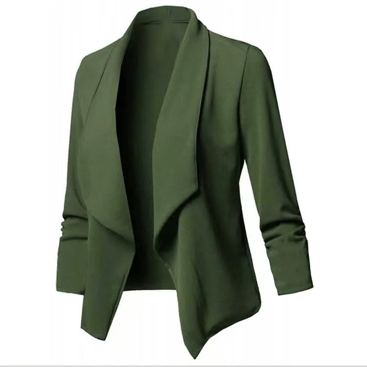 Women OL Blazers Oversized S-5XL Female Notched Long Sleeve Pleated Slim Business Workwear Cardigan Blazers Coats ZC545