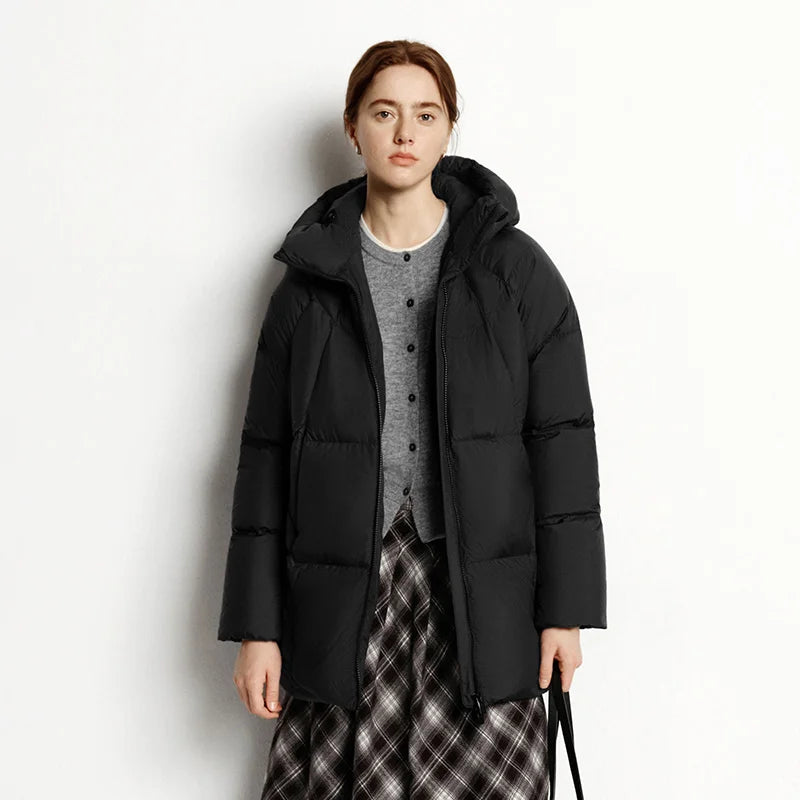 Semir Down Jacket Women Winter Mid-Length 90% Down Fill Thick Three-Resistant Turtle Back Raglan 2025 New Outerwear Women's Wear