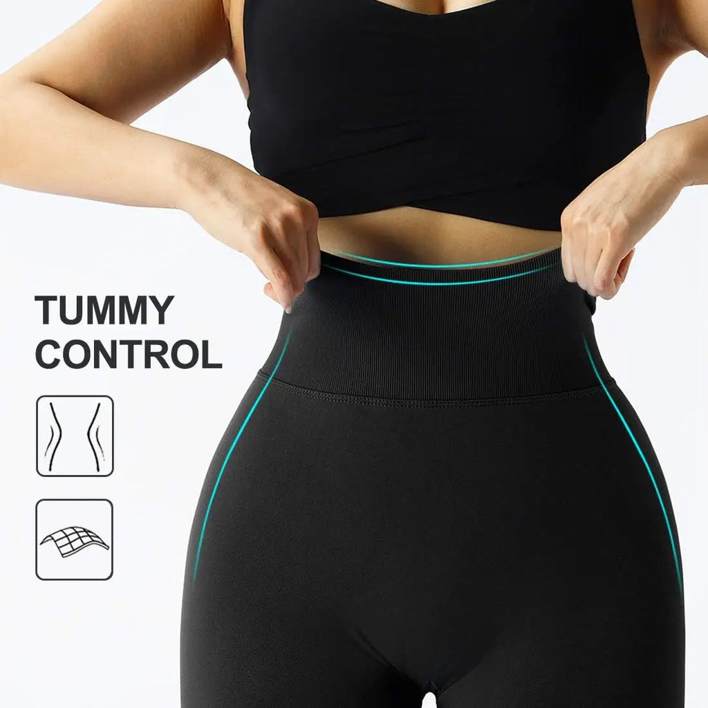 2025 Women's High-Waist Seamless Knitted Fitness Gym Pants Nude Yoga Pants Peach Buttocks Shaping Tight Hips Exercise Trousers