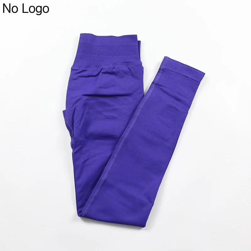No Logo Sexy V-Back Leggings Seamless Yoga Pants Scrunch Butt Lifting Gym Leggings Low Ribbed Waistband Fitness Sports Tights