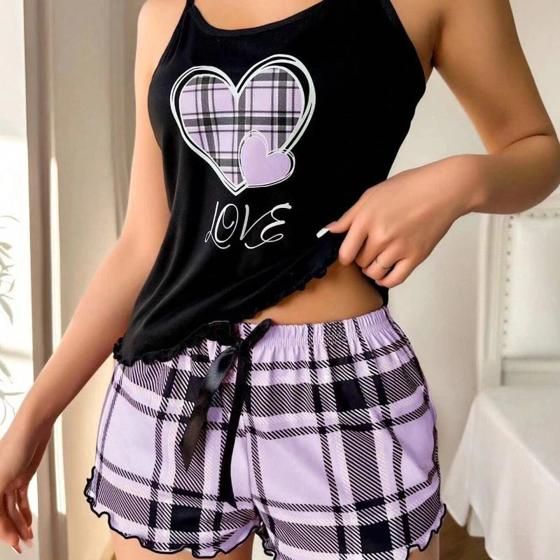 Women Pajamas Sleepwear Pajama Set Sports Camisole And Shorts Print Ventilate Casual Soft Comfortable