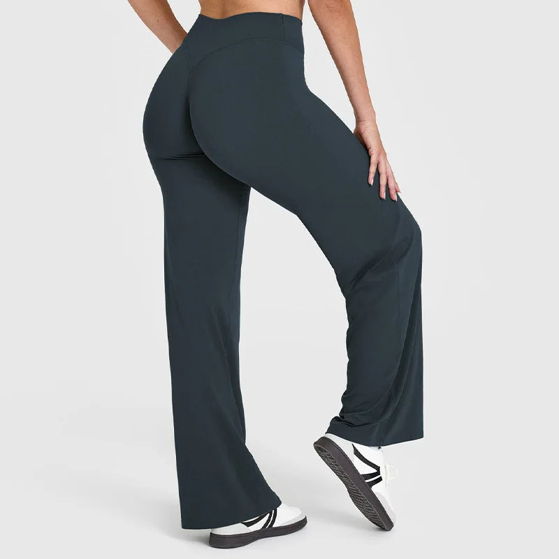 VEQKING Soft Active Women Yoga Pants Strait-leg Yoga Pilates Trousers Naked Feel Gym Fitness Peach Hip Outfits Loose Fit Bottoms