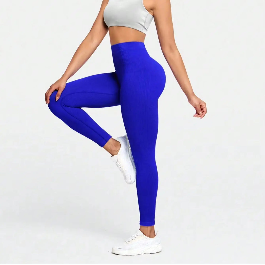 Ribbed Yoga Leggings Women High Waist Seamless Tummy Control Butt Lifting Fitness Workout Pants Gym Tights