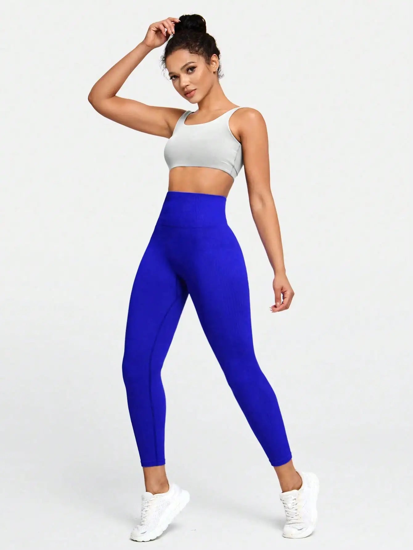 Ribbed Yoga Leggings Women High Waist Seamless Tummy Control Butt Lifting Fitness Workout Pants Gym Tights