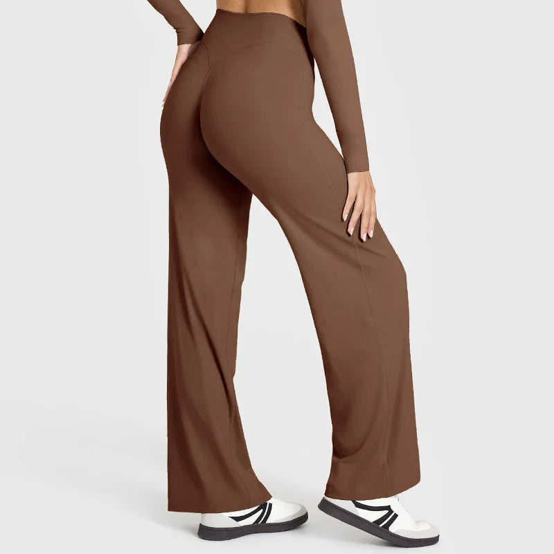 VEQKING Soft Active Women Yoga Pants Strait-leg Yoga Pilates Trousers Naked Feel Gym Fitness Peach Hip Outfits Loose Fit Bottoms