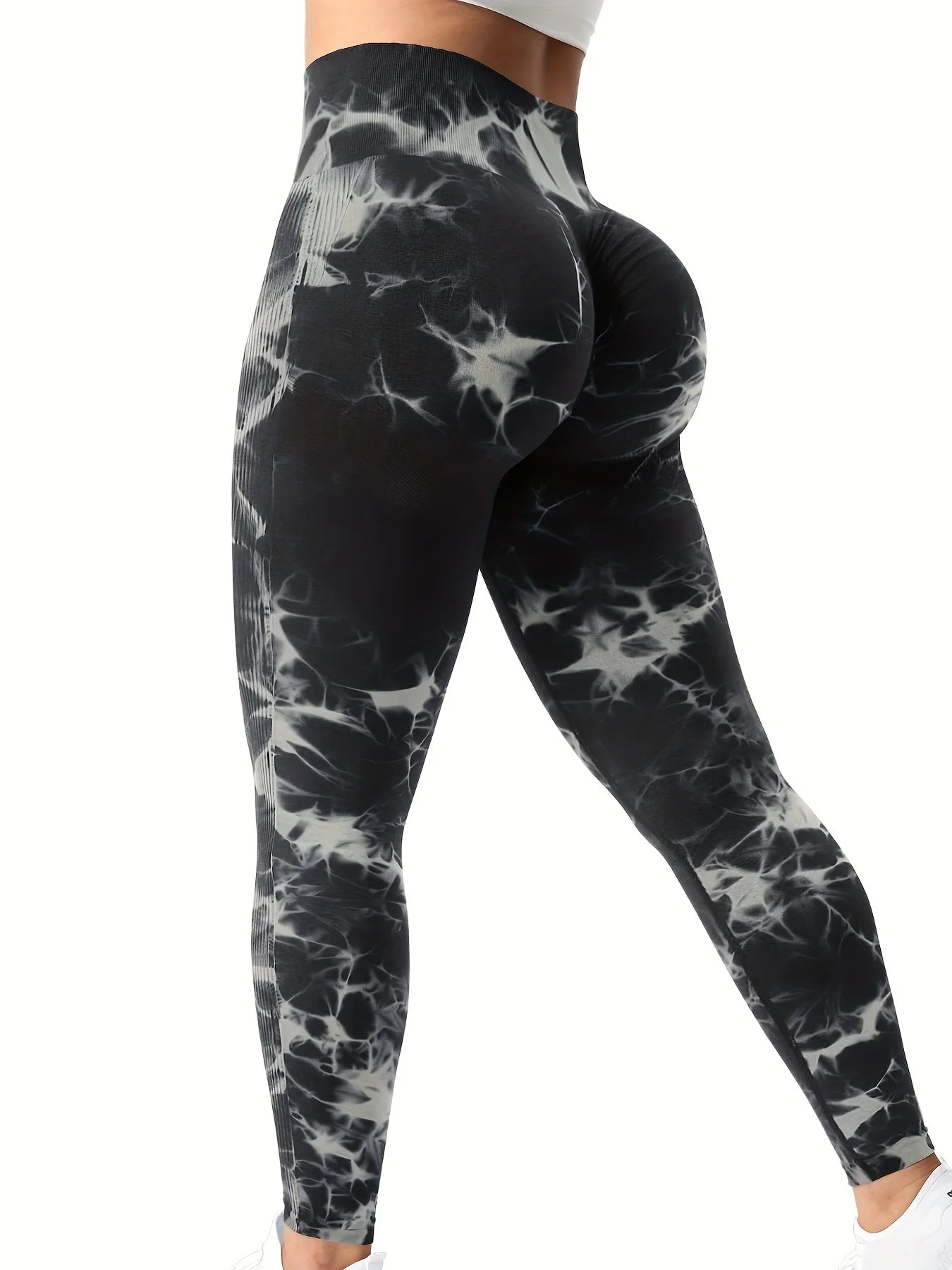 Tie Dye Seamless Leggings for Women High Waist Yoga Pants Scrunch Butt Lifting Elastic Tights
