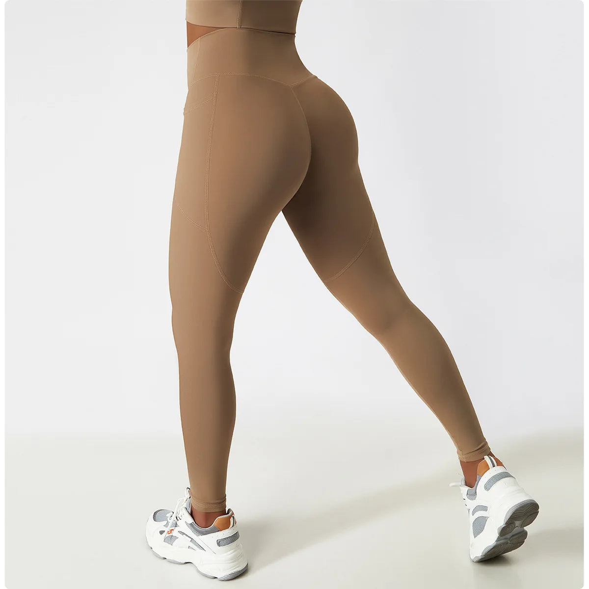 Women's Seamless Leggings Side Pockets Sports High Waist Hip Lifting Tummy Control GYM Tights Workout Fitness Elastic Yoga Pants