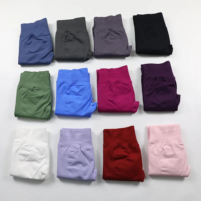 No Logo Sexy V-Back Leggings Seamless Yoga Pants Scrunch Butt Lifting Gym Leggings Low Ribbed Waistband Fitness Sports Tights