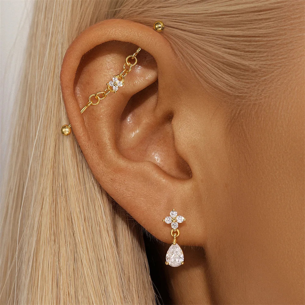 Aide 925 Sterling Silver Dangling Piercing Barbell Star Industrial Earring Tragus Cartilage Fine Jewelry DIY Industrial Rings